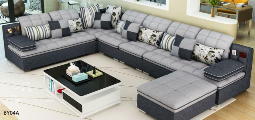 Furniture Living landscape Luxury Corner sofa U-shape Upholstery Sofas Relax Couch Textile Seat