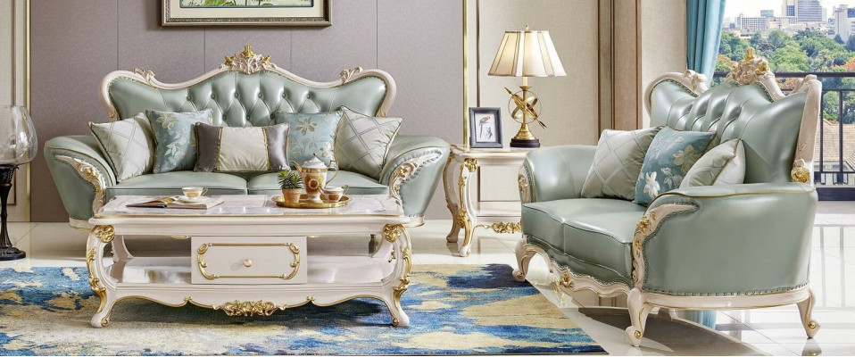 Classic sofa set 2-piece set 31 seater leather sofa seating set Complete couch
