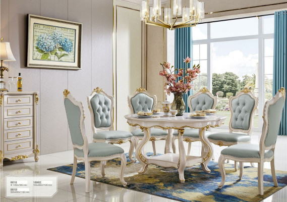 Classic r Dining table Solid wood Dining room Suite 6x Chair Set Chairs Lehn 7tlg