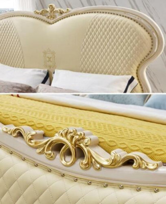 Designer Chesterfield Leather Double Luxury Bed Beds Sleep Room Solid wood