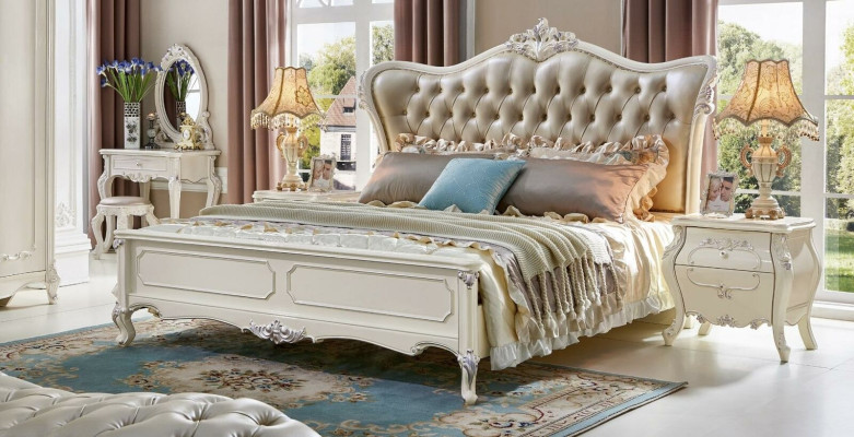 Royal Bed Chesterfield Palace Leather Beds Hotel Double bed Solid wood