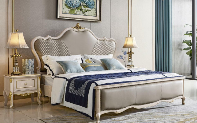 Classic s Hotel Baroque Bed Double bed Upholstered bed Chesterfield Solid wood