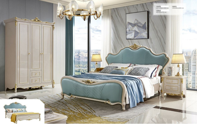 Designer Beds Chesterfield Bedroom Bed Hotel Luxury Double bed Solid wood