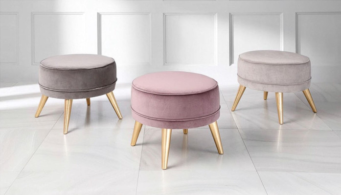 Stool Stool Ottoman Pouf Modern Luxury Fabric Design Living room Pink Round