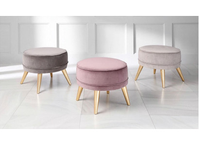 Stool Stool Ottoman Pouf Modern Luxury Fabric Design Living room Pink Round