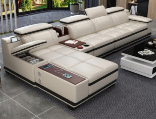 Corner sofa L-shape Living landscape Corner upholstered sofa Seat Design Couch Sofas White Sofa