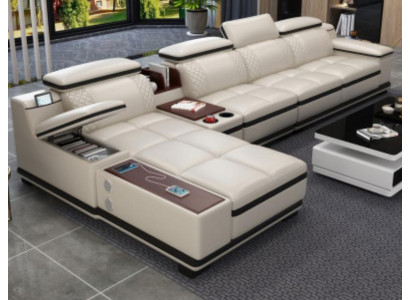 Corner sofa L-shape Living landscape Corner upholstered sofa Seat Design Couch Sofas White Sofa