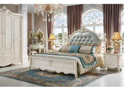 Luxury Bedroom Bed Double bed Real Handcraft Wood Leather Upholstery Beds