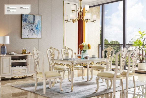 Baroque Dining table Table Living room Group Suite Wood Dining room Design Tables