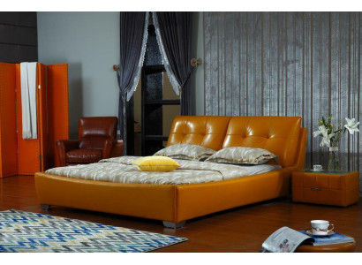 Designer Bed Bedroom Double bed Beds Leather Hotel Luxury Upholstery
