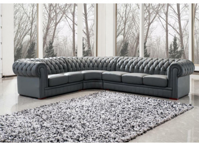 Classic Chesterfield Upholstery Seat Corner Leather Decor Suite Living landscape