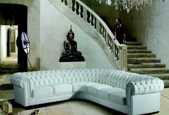 Classic Chesterfield Upholstery Seat Corner Leather Decor Suite Living landscape
