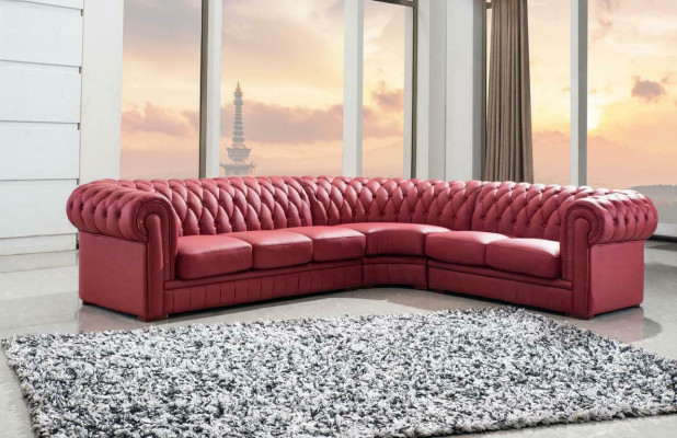 Classic Chesterfield Upholstery Seat Corner Leather Decor Suite Living landscape