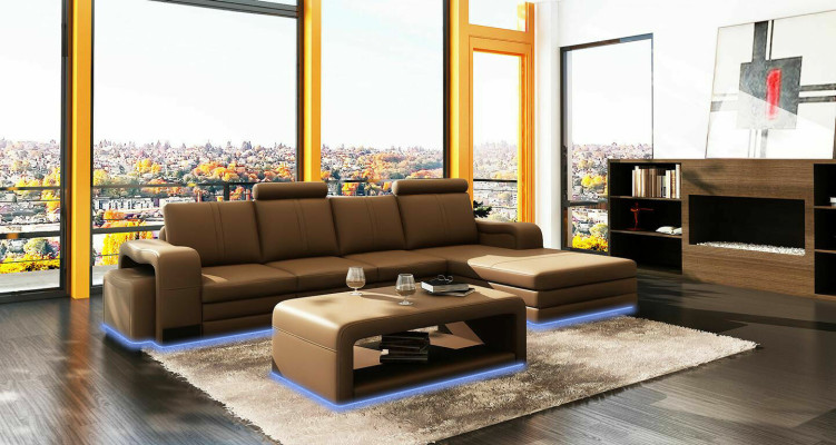 Leather sofa Couch Sofas XXL Corner sofa Living landscape L-shape Design Modern