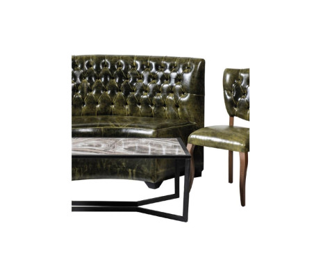 Chesterfield 2x Chairs Sofa 2 Seater Set 4 pcs. Sofa Stool Couch Bench seat Green
