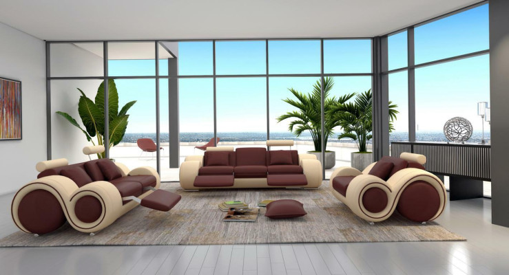 Leather sofa Couch Living landscape 3 Seater Design Modern Sofa 3SeaterBerlin