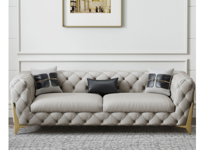Couch Velvet Leather Living room Sofa Couches Chesterfield 3-seater