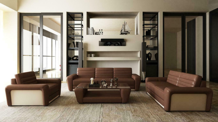 Leather Sofa Sofa Couch Upholstery Seat Couches 3+2+1 Complete Set Modern