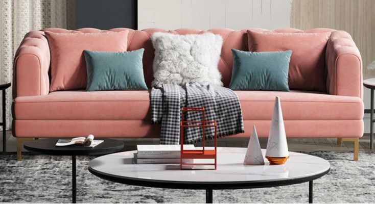 Three Seater Relax Seat Design Couch Lounge Sofas Textile Sofa 3 Seater Velvet Sofa