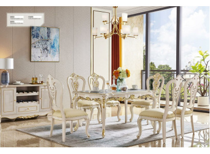 Classic Chest of drawers Dining table Dining room Set 6 Chairs Wardrobe 8pcs. Solid wood