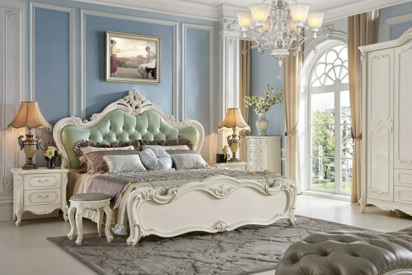 Bedroom set 6 pieces. Chest of drawers Bed Dressing table Baroque Solid wood