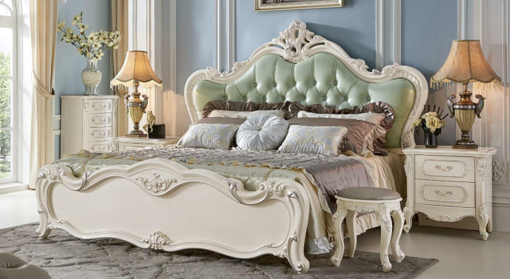 Bedroom set 6 pieces. Chest of drawers Bed Dressing table Baroque Solid wood