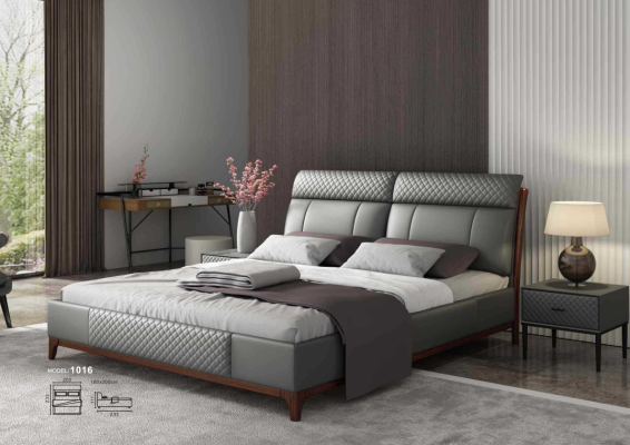 Bed Upholstery Design Luxury 180x200cm Double Hotel Beds Marriage Sleep Room Leather