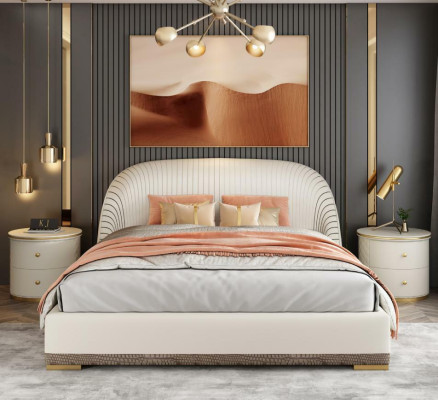 Designer Double bed Bed Hotel Luxury Leather Bedroom 150/180x200cm