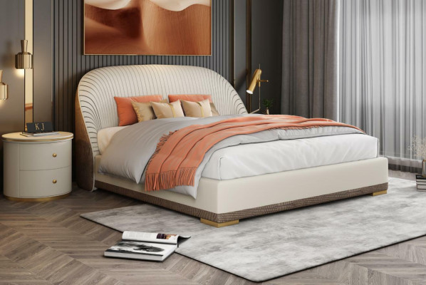 Designer Double bed Bed Hotel Luxury Leather Bedroom 150/180x200cm