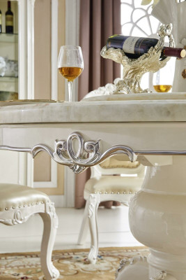 6 Chairs Baroque Round Dining table Dining room Set 7 pieces. Solid wood