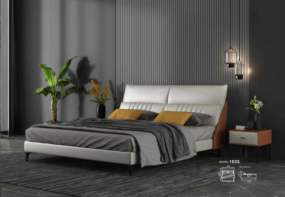 Designer Bed Bedroom Beds Textile Leather Hotel Luxury Upholstery Velvet White new