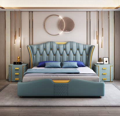 Green Bedroom Bed Upholstery Design Double Hotel Beds 180x200cm
