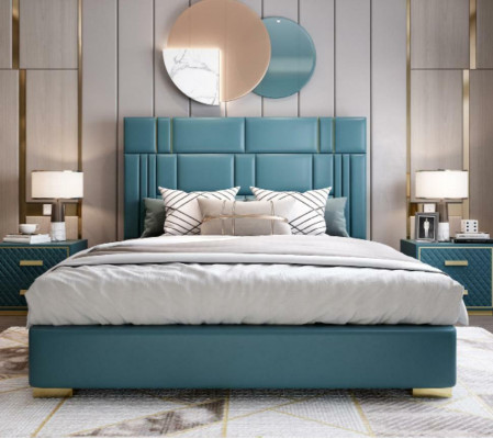 Leather Luxury Hotel Bed Double Upholstery Beds Sleep Room 180x200 Double