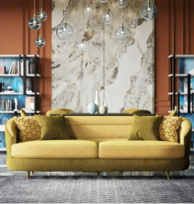 Relax Seat Design Couch Lounge Sofas Textile Sofa 3 Seater Three Seater Velvet