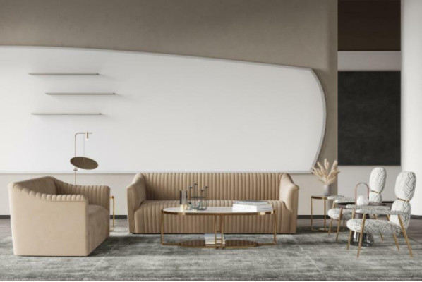 Velvet Sofa 2 Seater Living landscape Relax Solid wood Seat Design Couch Lounge