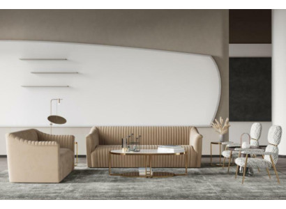 Velvet Sofa 2 Seater Living landscape Relax Solid wood Seat Design Couch Lounge