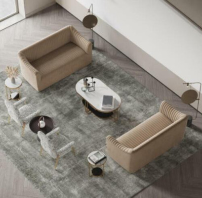 Velvet Sofa 2 Seater Living landscape Relax Solid wood Seat Design Couch Lounge