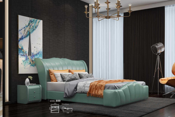 Classic s Bed Double bed Leather bed Chippendale Bedroom