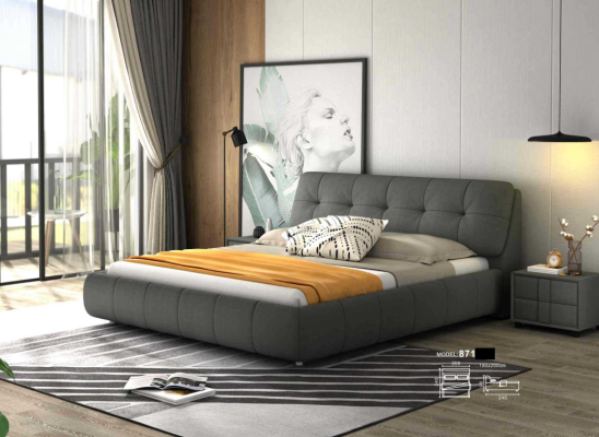 Design Upholstery Bed Beds Leather Double Hotel Marriage Bedroom Boxspring Box new