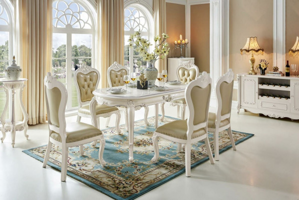 Classic r Solid wood Dining room Table 6x Chair Set Dining table Chairs 7pcs
