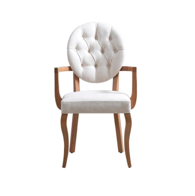 White -Brown Chesterfield Chair Upholstered Chair Designer Leather Seater