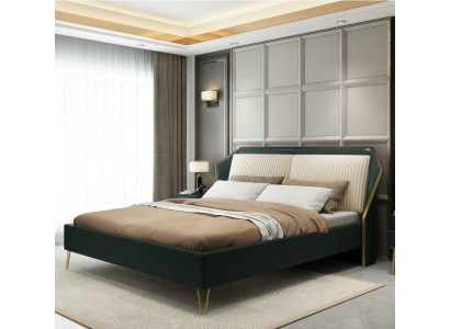Luxury Textile Bed Double Design Bedroom Classic Beds Green