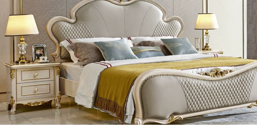 Dressing table Bed 2x Bedside table Furniture Bedroom Set 5pcs. Solid wood