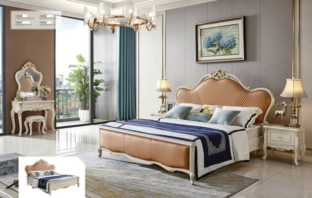 Design Bedside table Bed 5 pcs. Bedroom Set Dressing table Solid wood