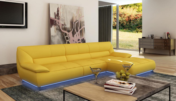 Leather sofa Couch Living landscape Corner sofa Corner Suite Design Modern Sofa