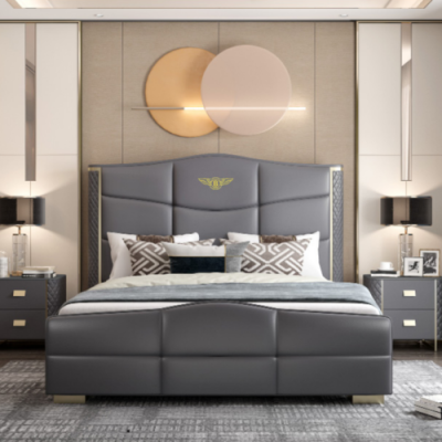 Design Double bed Leather Bed Beds Bed Leather Upholstery Marriage 180x200cm