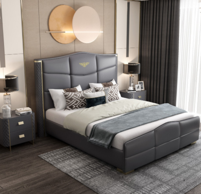 Design Double bed Leather Bed Beds Bed Leather Upholstery Marriage 180x200cm