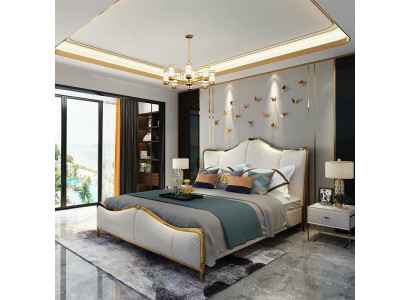 Bed Upholstery Design Luxury Double Hotel Beds Marriage 180x200cm Sleep Room Leather