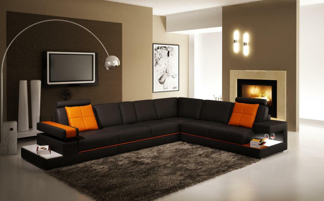 Leather sofa couch living landscape corner sofa corner modern suite design decor