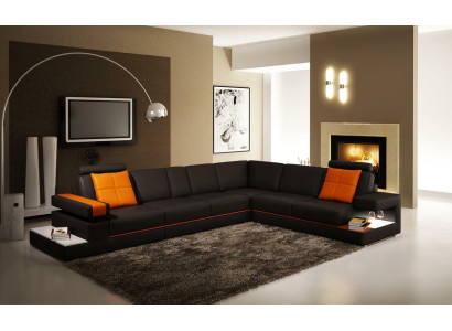 Leather sofa couch living landscape corner sofa corner modern suite design decor